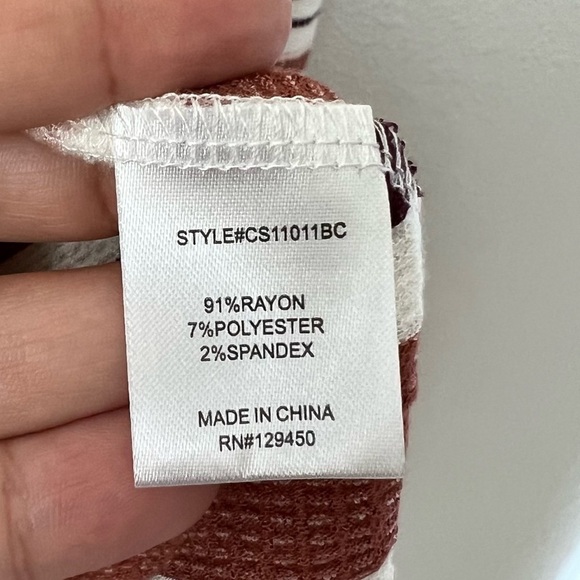 NWT Como Blu Pink Blush White Striped Square Neck Line Balloon Sleeve Top- Small - Picture 9 of 10